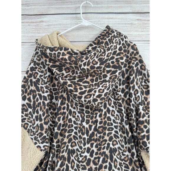 Jade by Jane Animal‎ Print Fuzzy Sleeve Oversized Hoodie Women's Size 1X Brown - Picture 4 of 10
